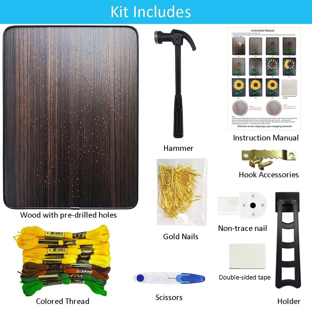 DIY String Art Kit for 9.8*13.4 inch, Multicolor