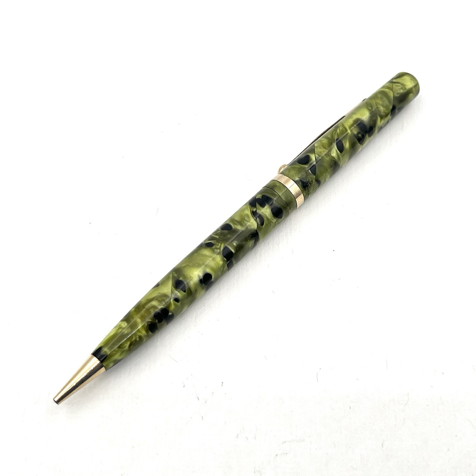 VTG Wasp Pen Co. Clipper Green Fog Gold Trim 4-7/8" Twist Pencil