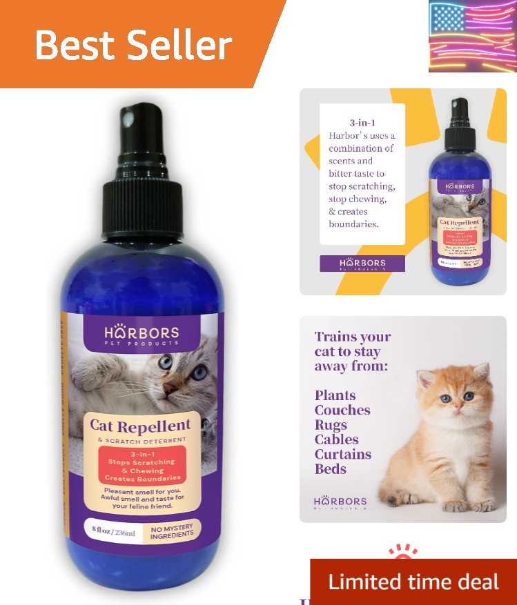 Harbors Cat Scratch and Chewing Deterrent Spray - 8 oz / 236 ml | Formulated ...