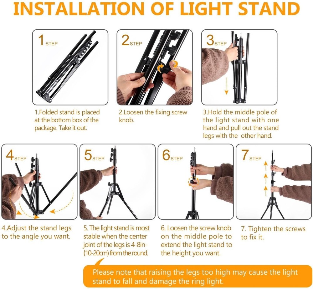 Ring Light Kit:18"/45cm Outer 55W6700k Dimmable LED Light, Tripod Stand, Remo...