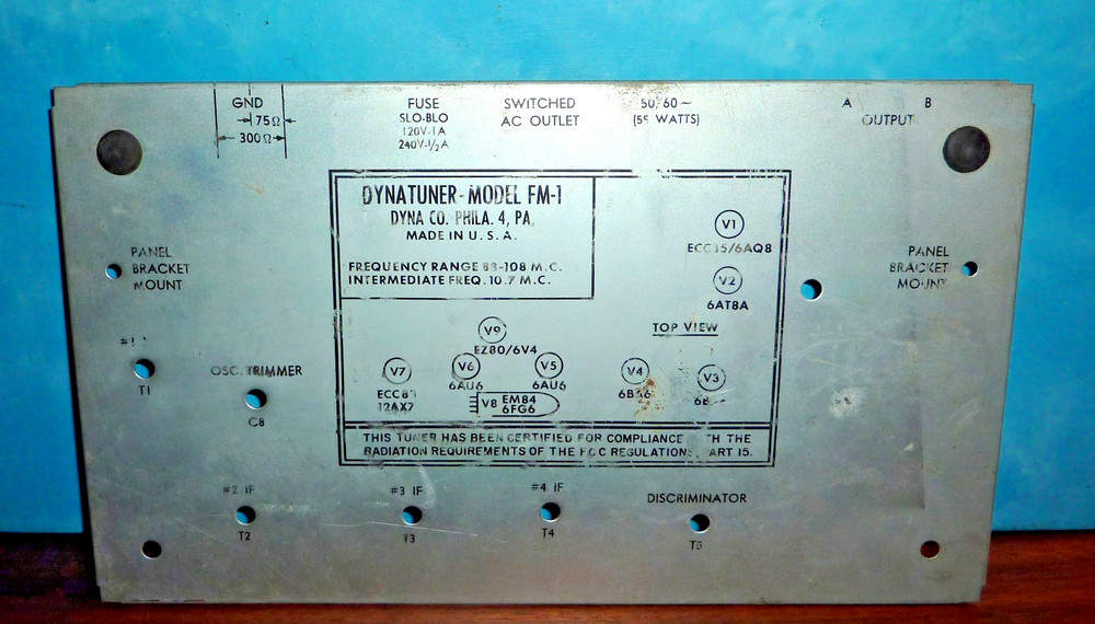 Dynaco Dynatuner Model FM-1 Bottom Cover Panel Plate OEM #2