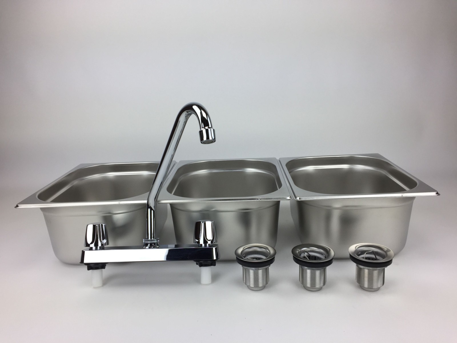 Large 3 Compartment Sink set For Portable Concession Sinks w/Faucet