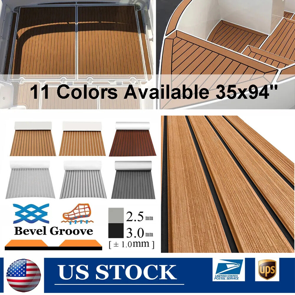 Bevel Edge Boat Flooring EVA Foam Marine Teak Decking Sheet Carpet , Grey Brown
