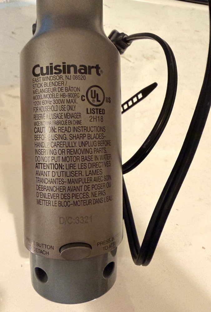 Cuisinart Stick Blender Variable Speed Immersion Motor Only HB-900PC HB-400PC
