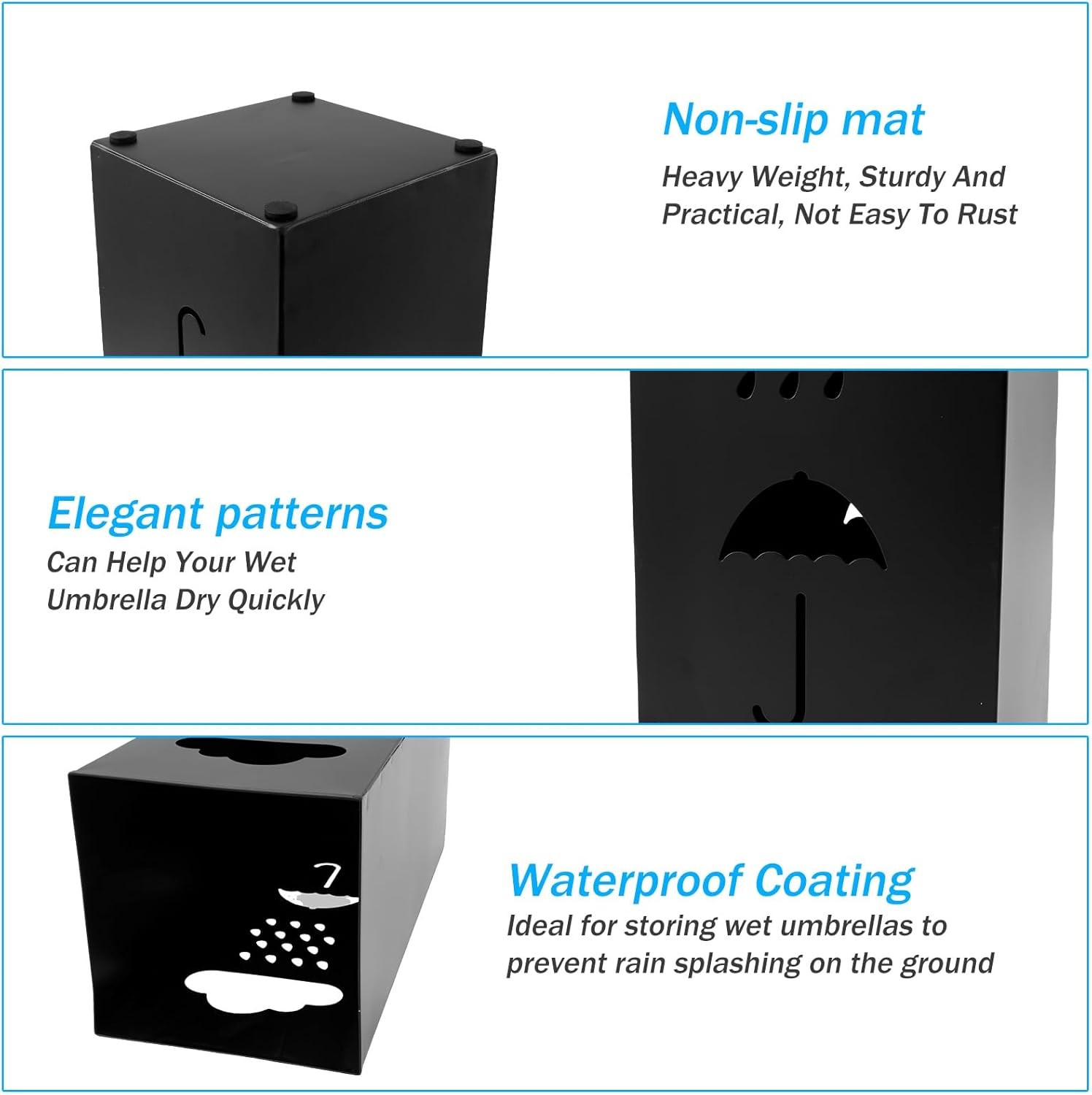 Umbrella Stand Metal Umbrella Holder,Hollowed Square Walking Cane Organizer Rack