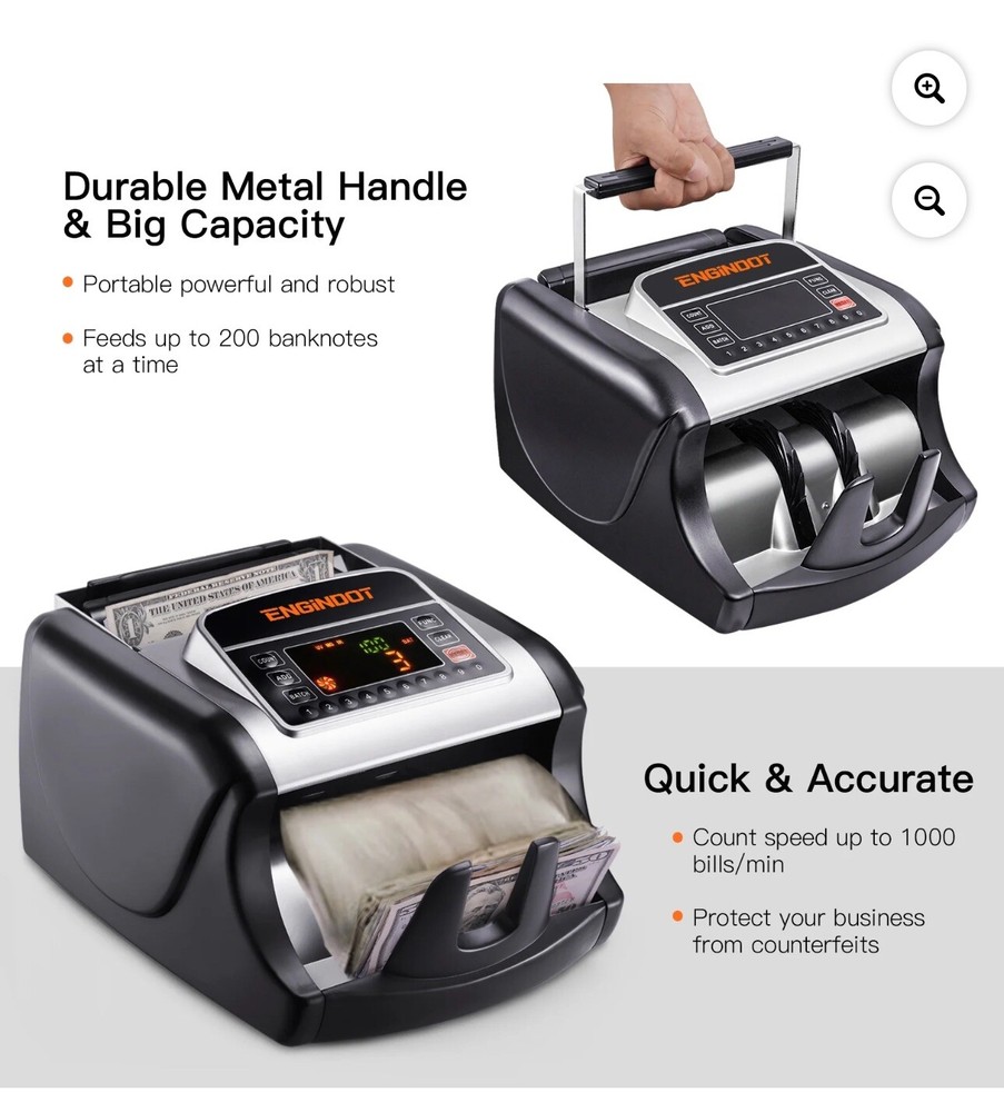 ENGiNDOT Money Counter Machine, Image Counterfeit Detection, Large LED Display