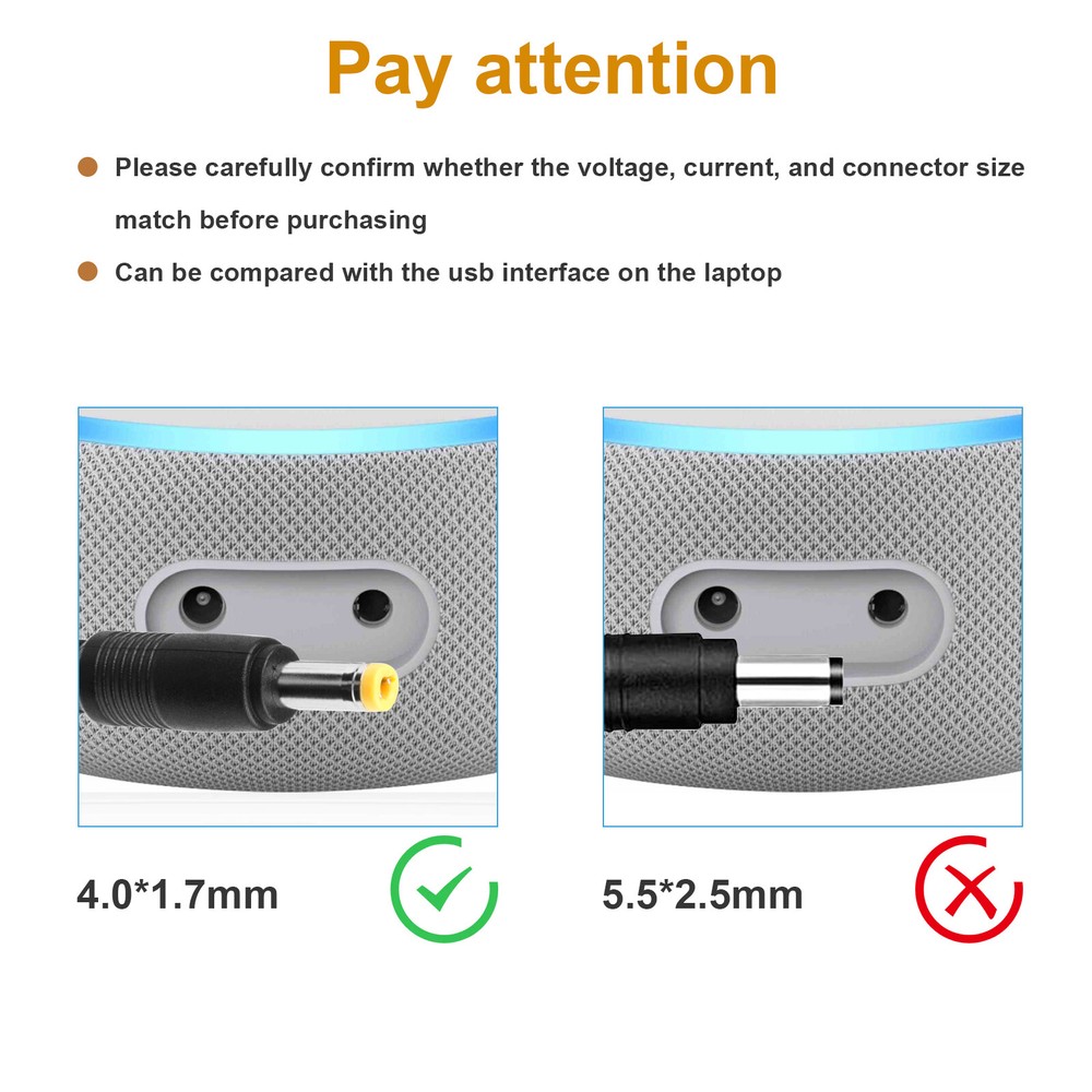 Charger Adapter For Amazon Echo Dot 3rd Gen 4th Gen / Echo Show 5 / Fire TV Cube