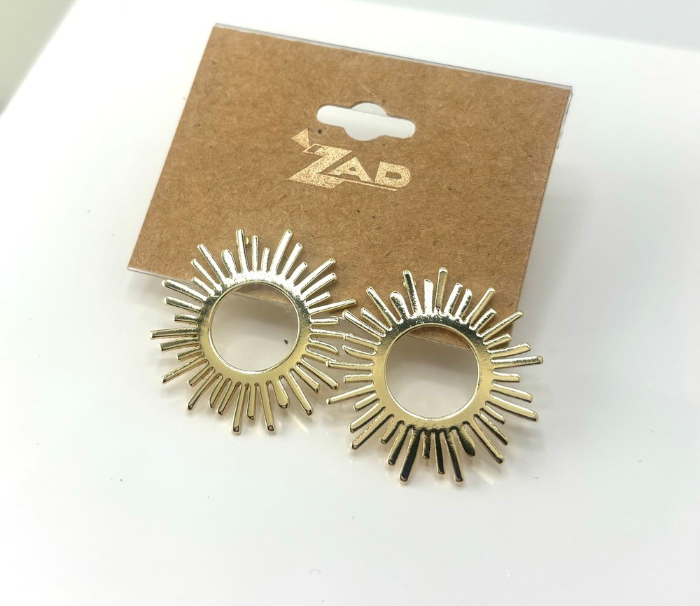 Tribal Rays Sun Gold Post Earring