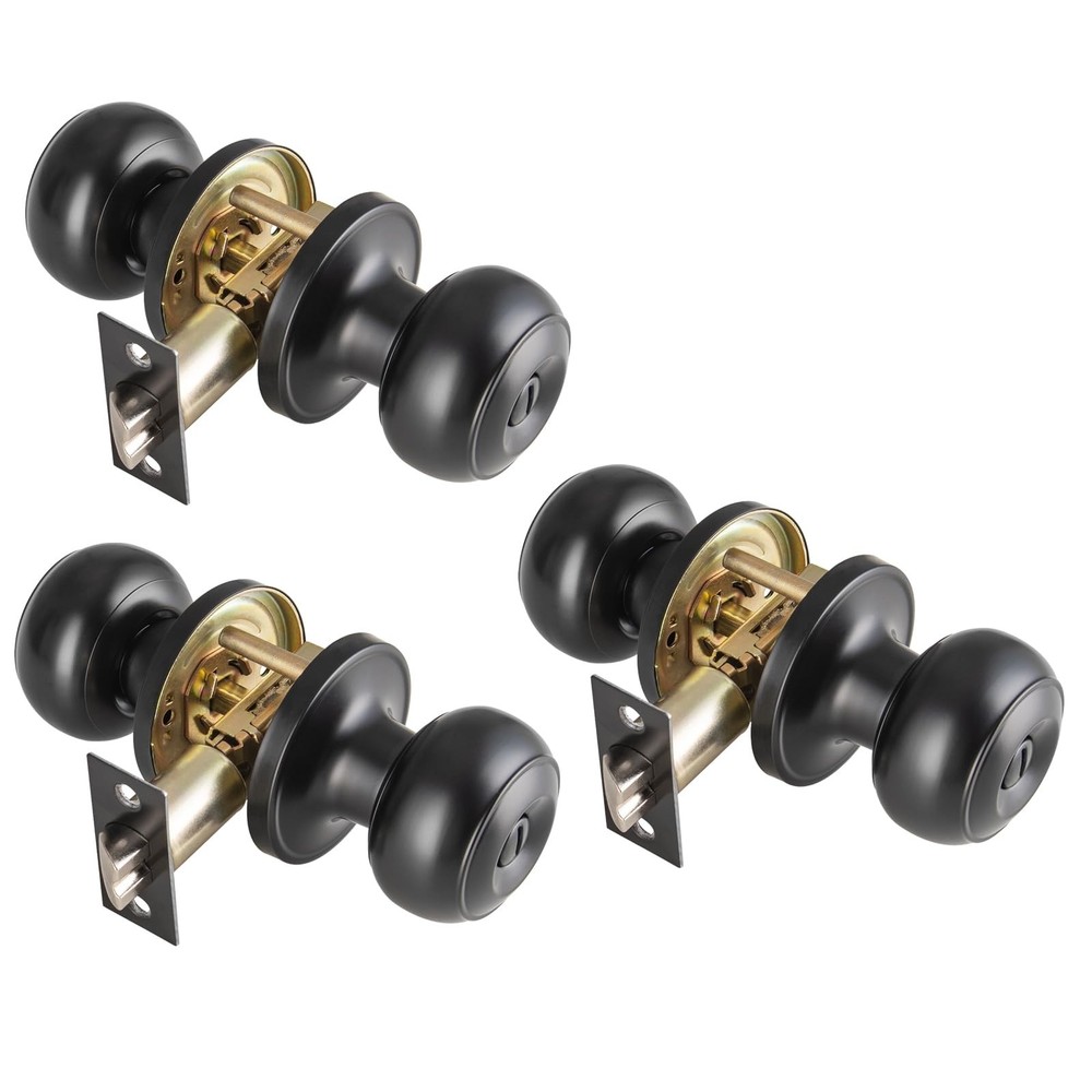 8 Pack Black Door Knobs Interior Keyless, Door Knobs for Bathroom & Bedroom, ...
