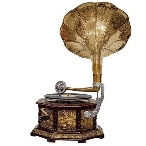 Vintage HMV Gramophone Fully Functional Working Phonograph, win-up record player