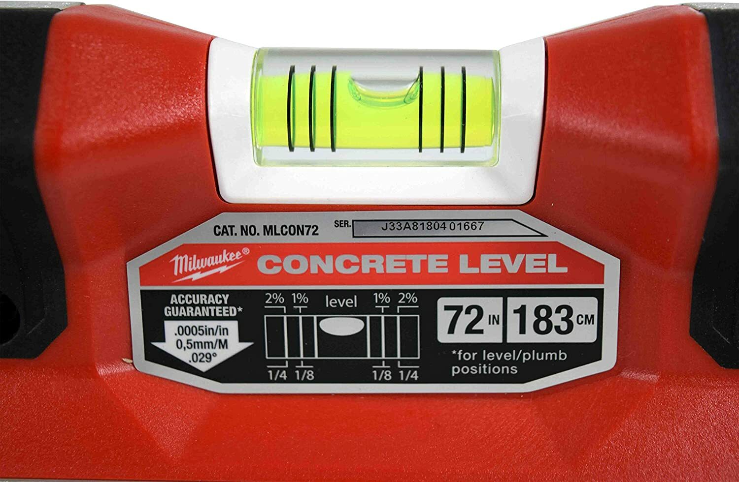 Milwaukee 72" Aluminum Redstick Concrete Screed Level Non Magnetic 6FT MLCON72