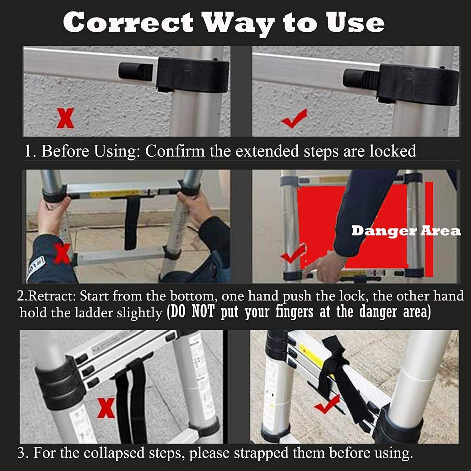 16.5FT Heavy Duty Multi-Purpose Aluminium Telescopic Ladder Extendable A-Frame