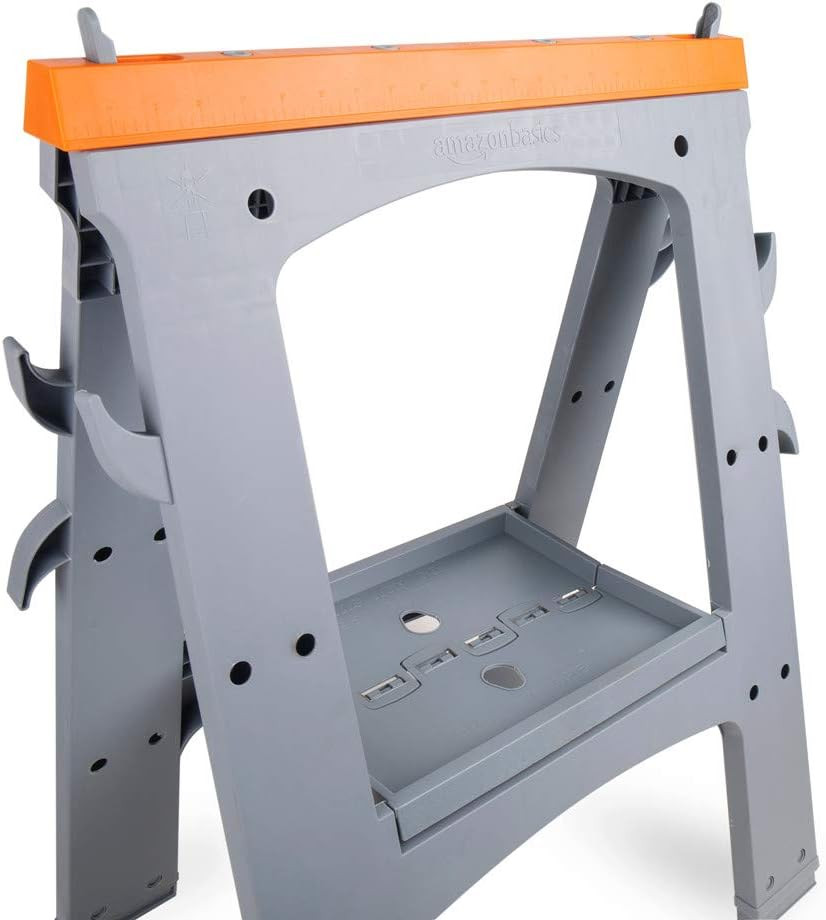 Rectangular Folding Sawhorse, Collapsible, Folds Flat, 900 Pound Capacity, Set o