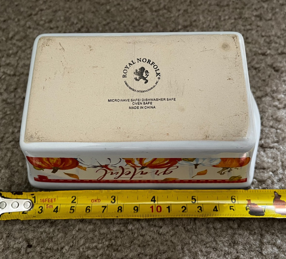 🍂ROYAL NORFOLK CERAMIC MINI LOAF BAKING PAN "GRATEFUL" PUMPKINS BAKING DISH