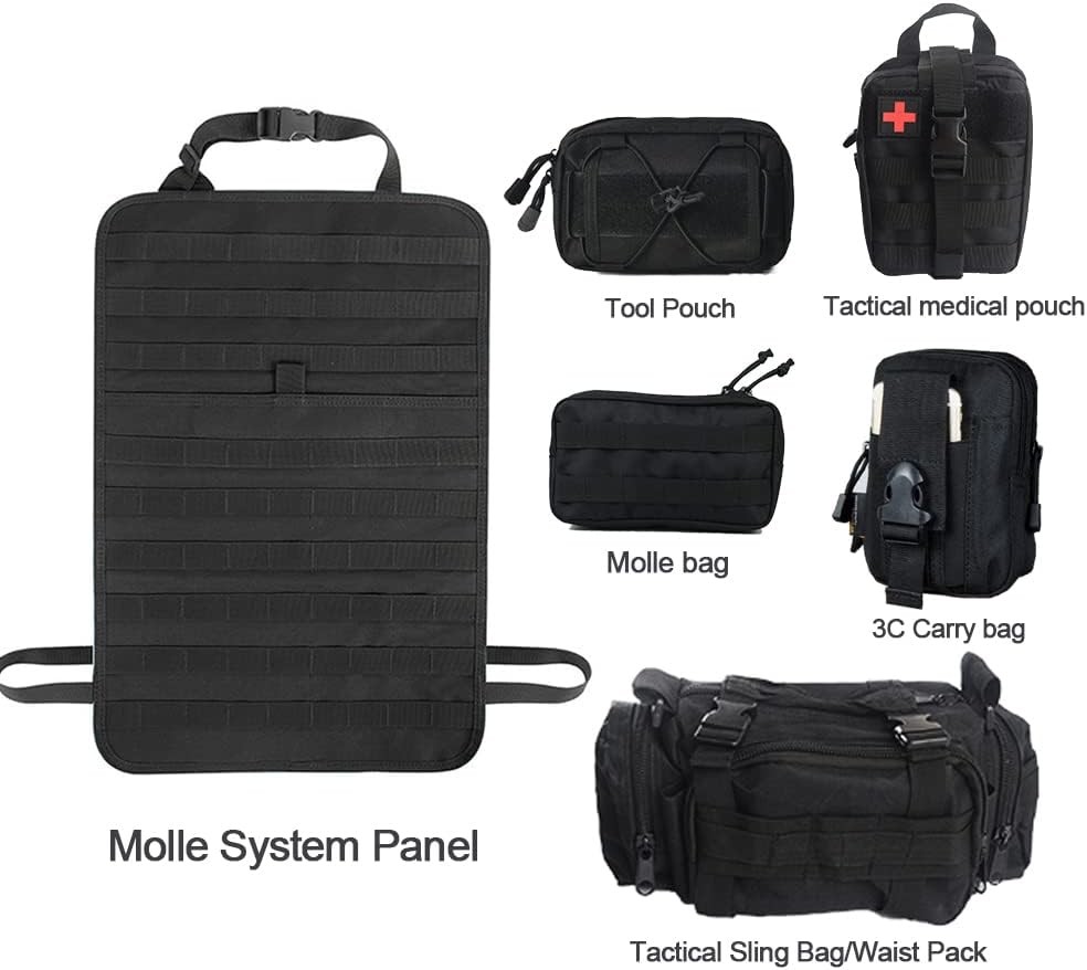 Universal Tactical Seat ​Back Organizer Vehicle Molle Panel Black