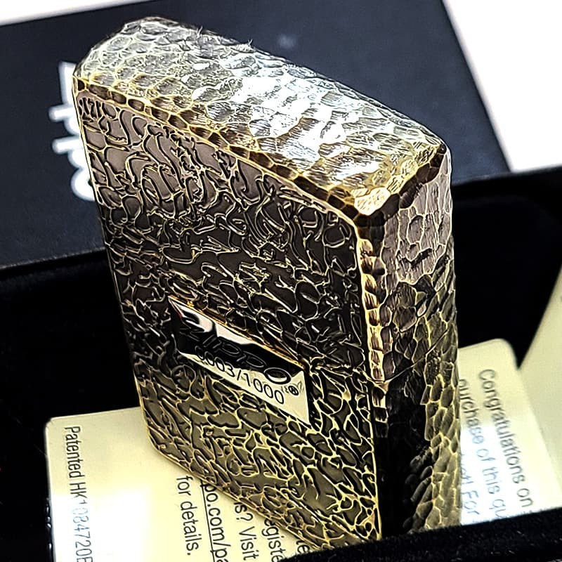 Zippo Three Side Leutor Brass oxidized Gold 5 Sided Processing Lighter Regular