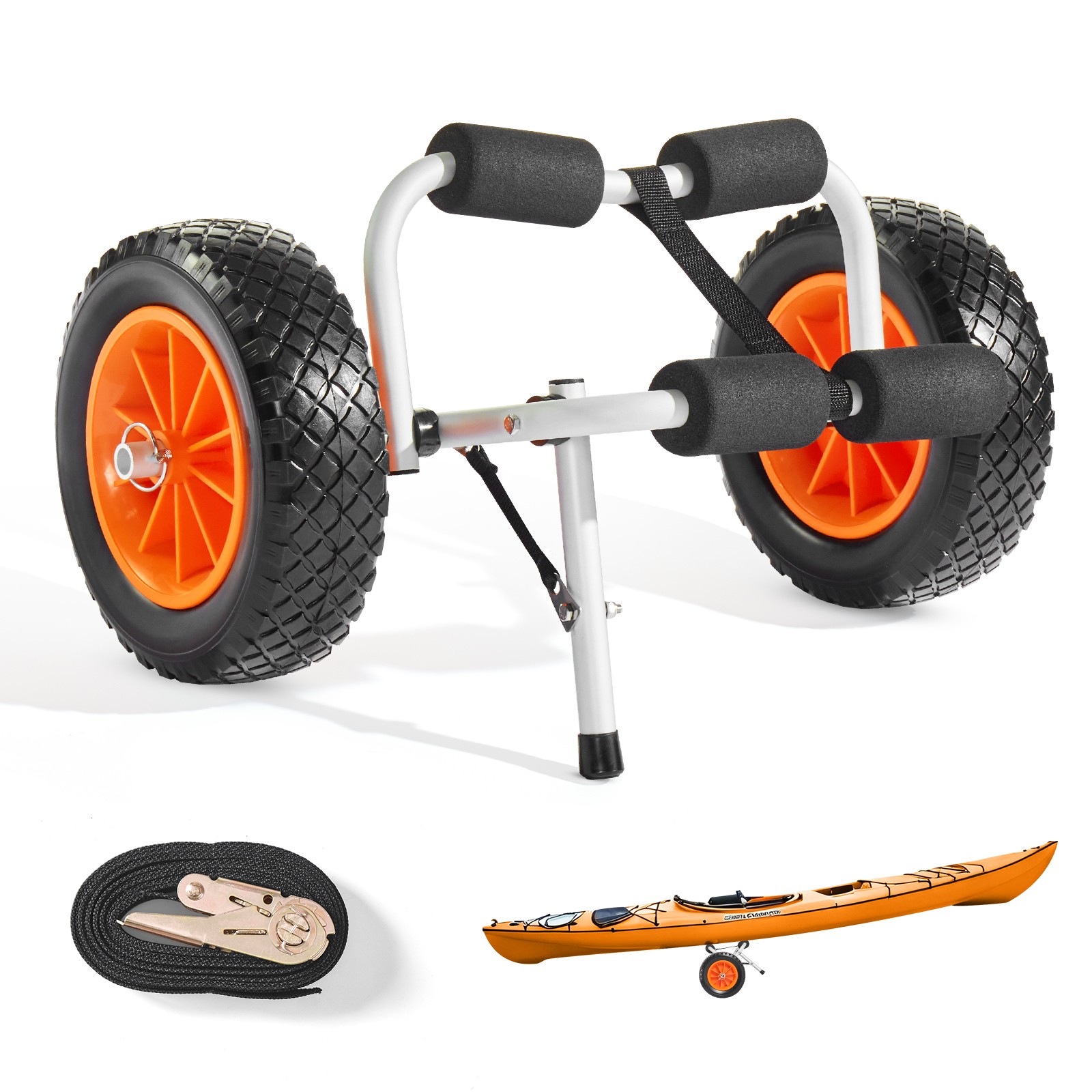 Uimoso Kayak Cart Carrier Foldable 200 lbs Capacity W/ 10" Durable Rubber Tires