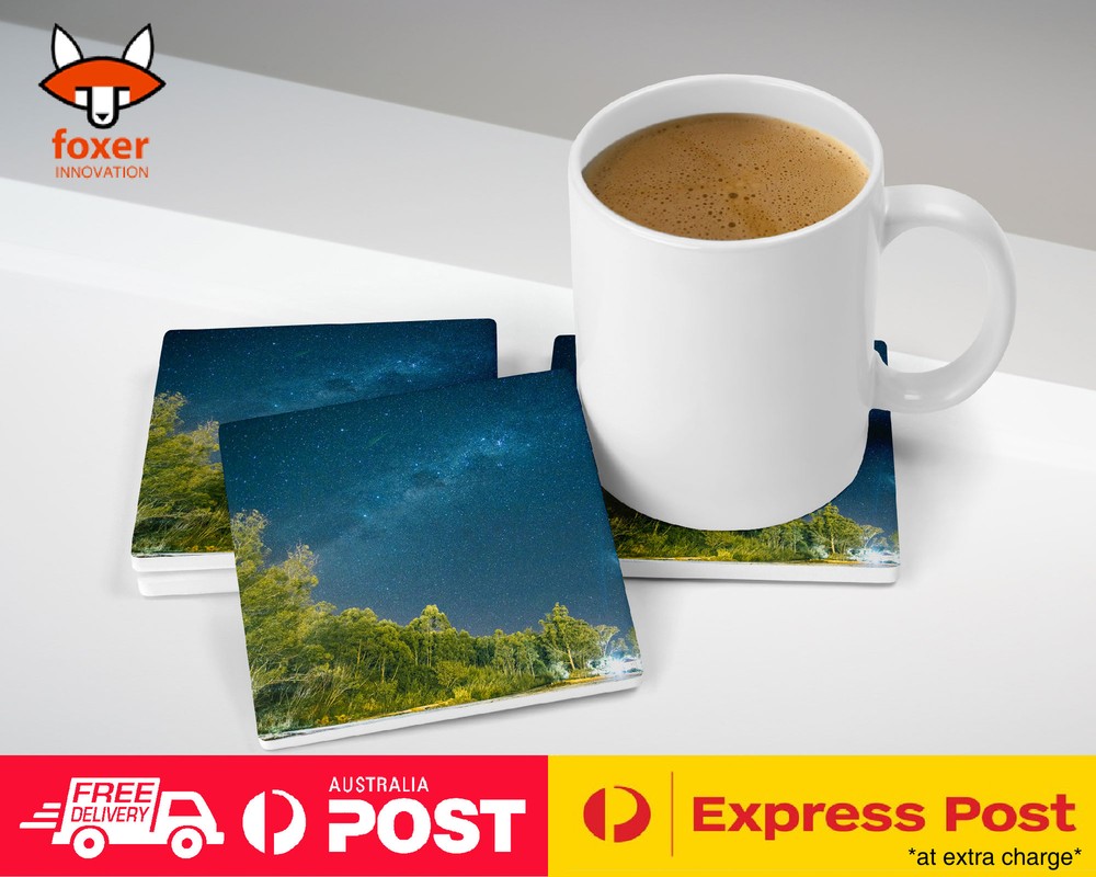 COASTER COFFEE DRINKING MAT|GREEN FOREST SPACE GALAXY VIEW