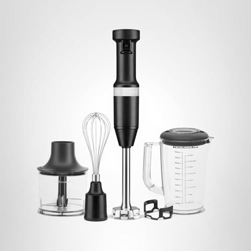 KitchenAid Variable Speed Corded Hand Blender with Accessories, Black Matte, ...