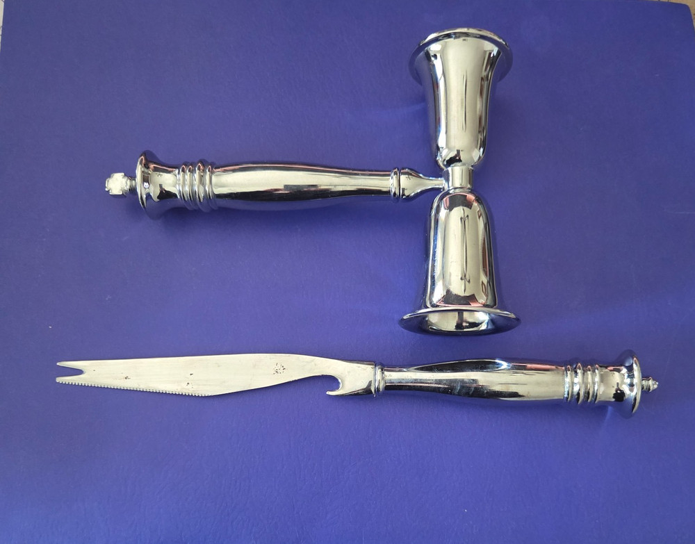 Reed & Barton 2-piece Cocktail Bar Set Silver-Plated Tools Jigger & Knife