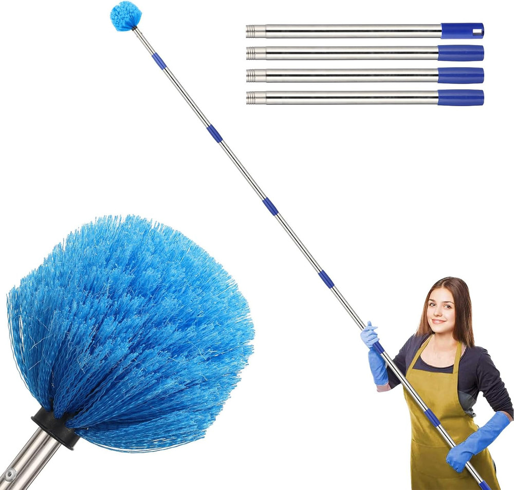 Cobweb Duster with Extension Pole, 8 FT Long Duster for High Ceilings, Walls, Me