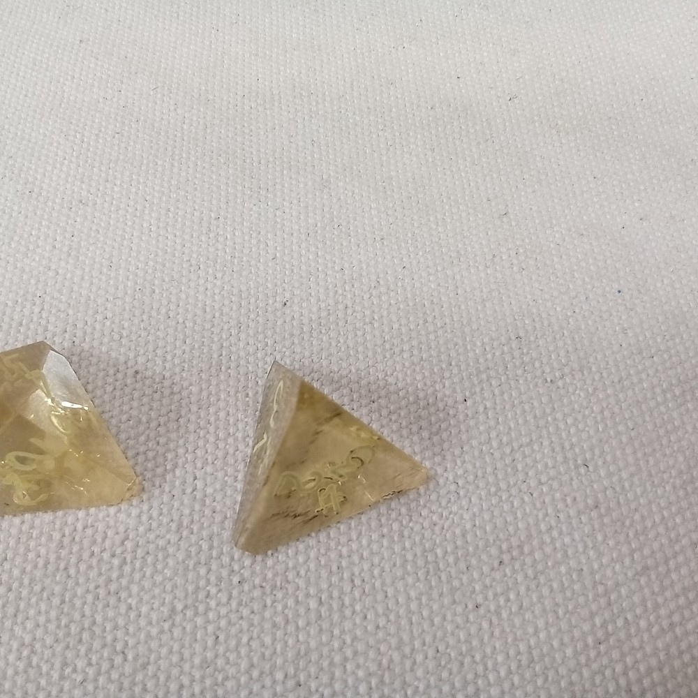 Gamescience dice, gem, d4, pair, inked in crayon