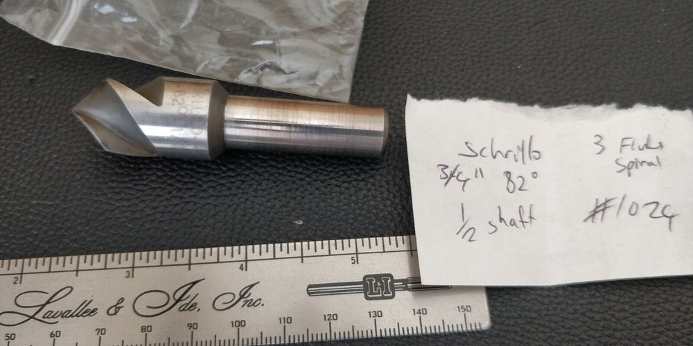 Schrillo 3/4" x 82° HSS 3 Fl Countersink, 1/2" Shank,