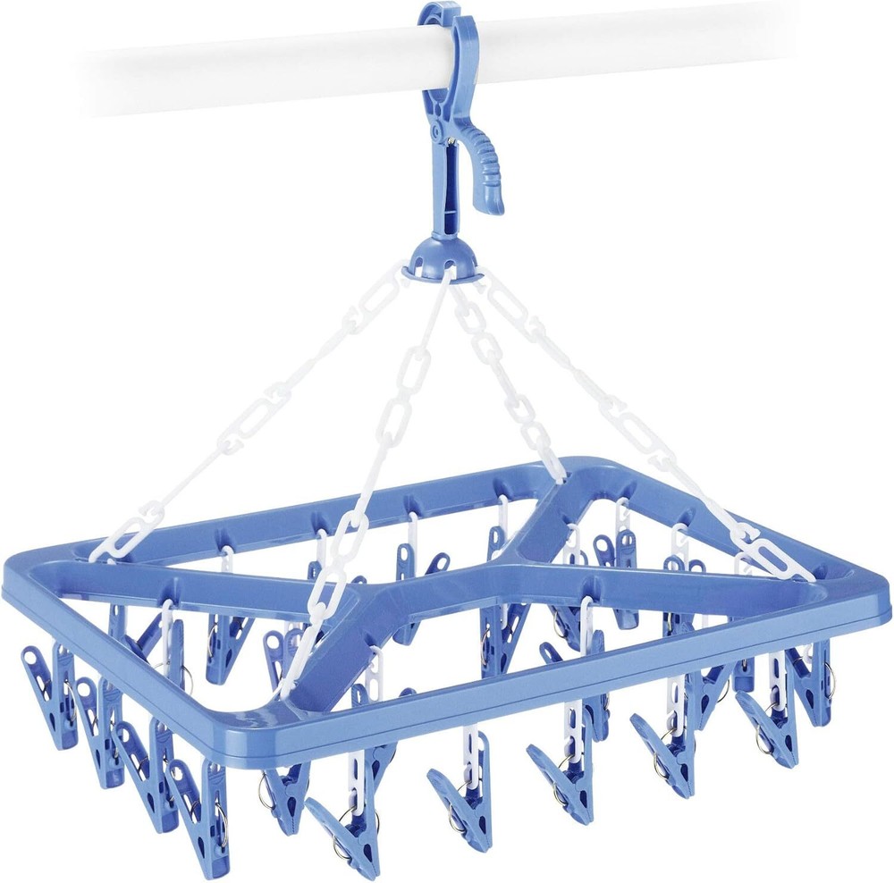 Clip and Drip Hanger - Hanging Drying Rack - 26 Clips,Blue