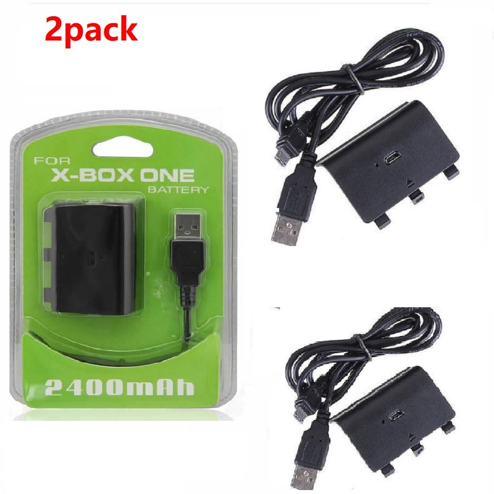 2x NEW RECHARGEABLE BATTERY PACKS FOR XBOX ONE WIRELESS CONTROLLER W/ CABLE