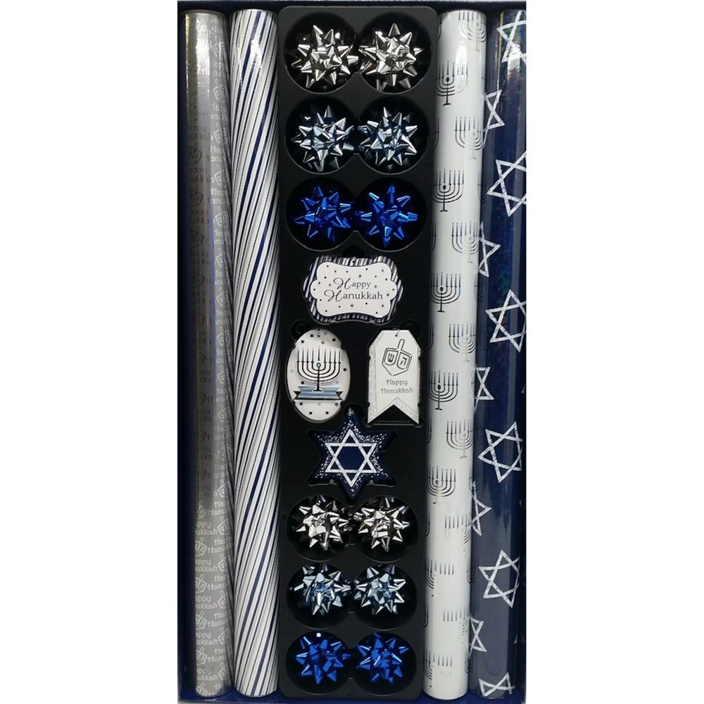 Tom Smith Hanukkah Wrap with 12 Coordinating Tags and Bows