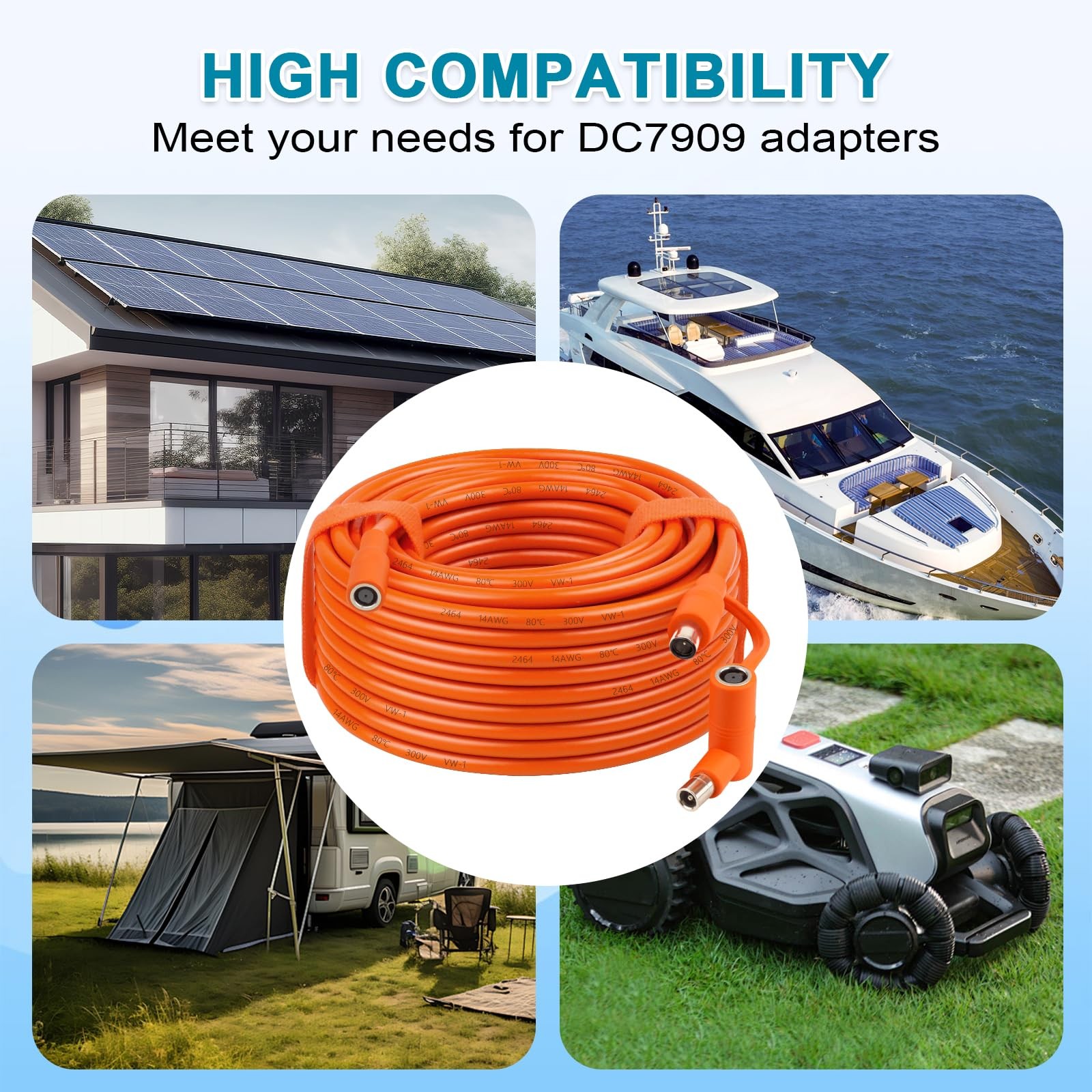 XRDS -RF 14AWG DC Solar Panel Power Wire 30FT, 8mm Extension 30 FT