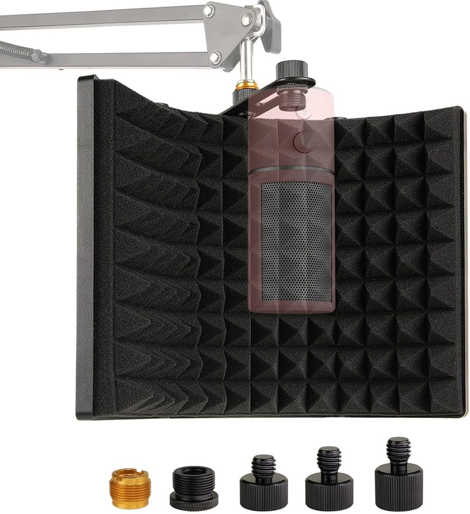 Compact Sound Absorbing Foam Shield for Microphones – Portable & Versatile Setup