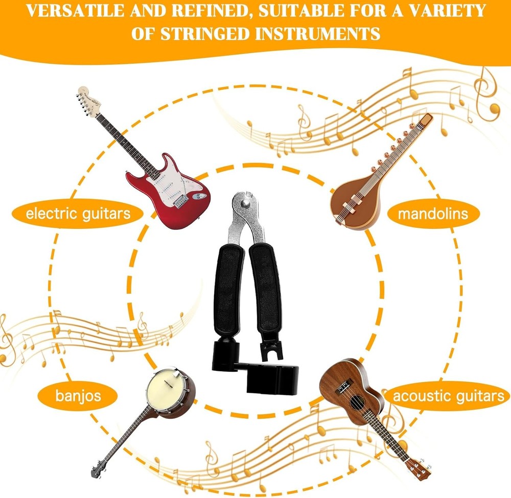 2× Professional Guitar String Winder Cutter Bridge Pin Puller Guitar Repair Tool