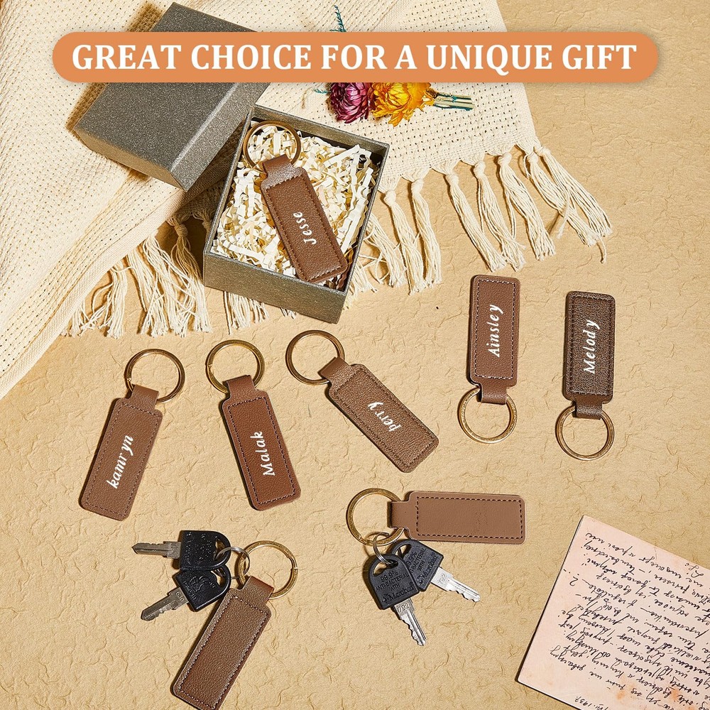 48 Pcs Leather Keychains Blank Bulk PU Leather Laser Engraving Key Chains Bir...