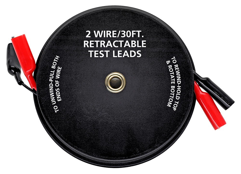2 Wire 30 FT Retractable Test Leads 18 Gauge Alligator Clips Electrical Testing