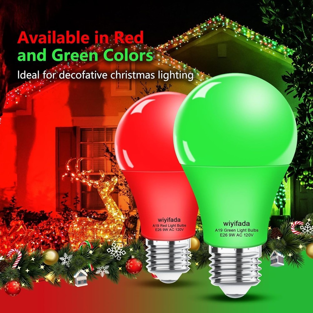 Durable & Long-Lasting 2 Pack LED Red Green Bulbs for Every Celebration