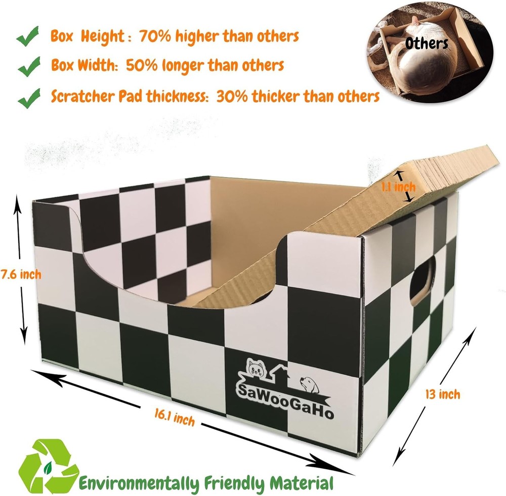 Extra-Large Cat Scratch Box Cardboard Cats Scratcher with Black&White