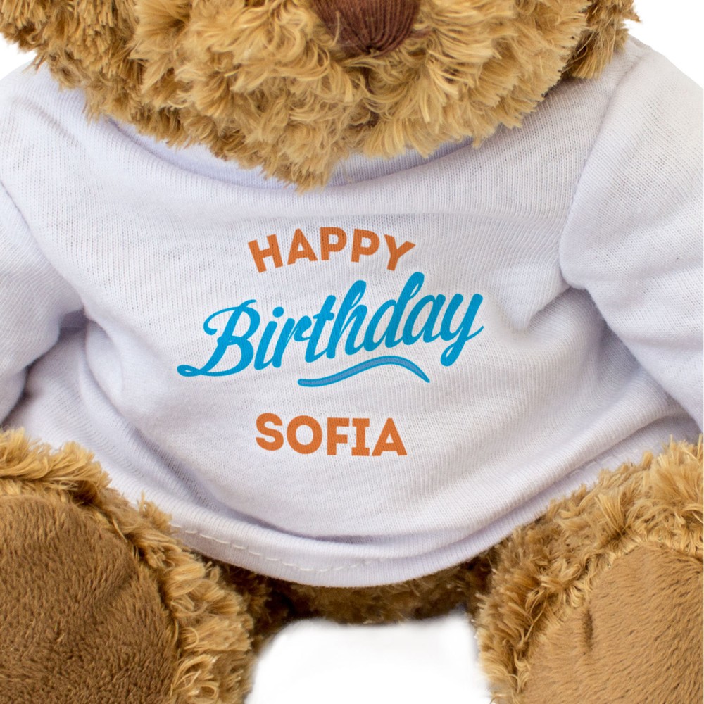NEW - HAPPY BIRTHDAY SOFIA - Cute Soft Cuddly Teddy Bear - Gift Present