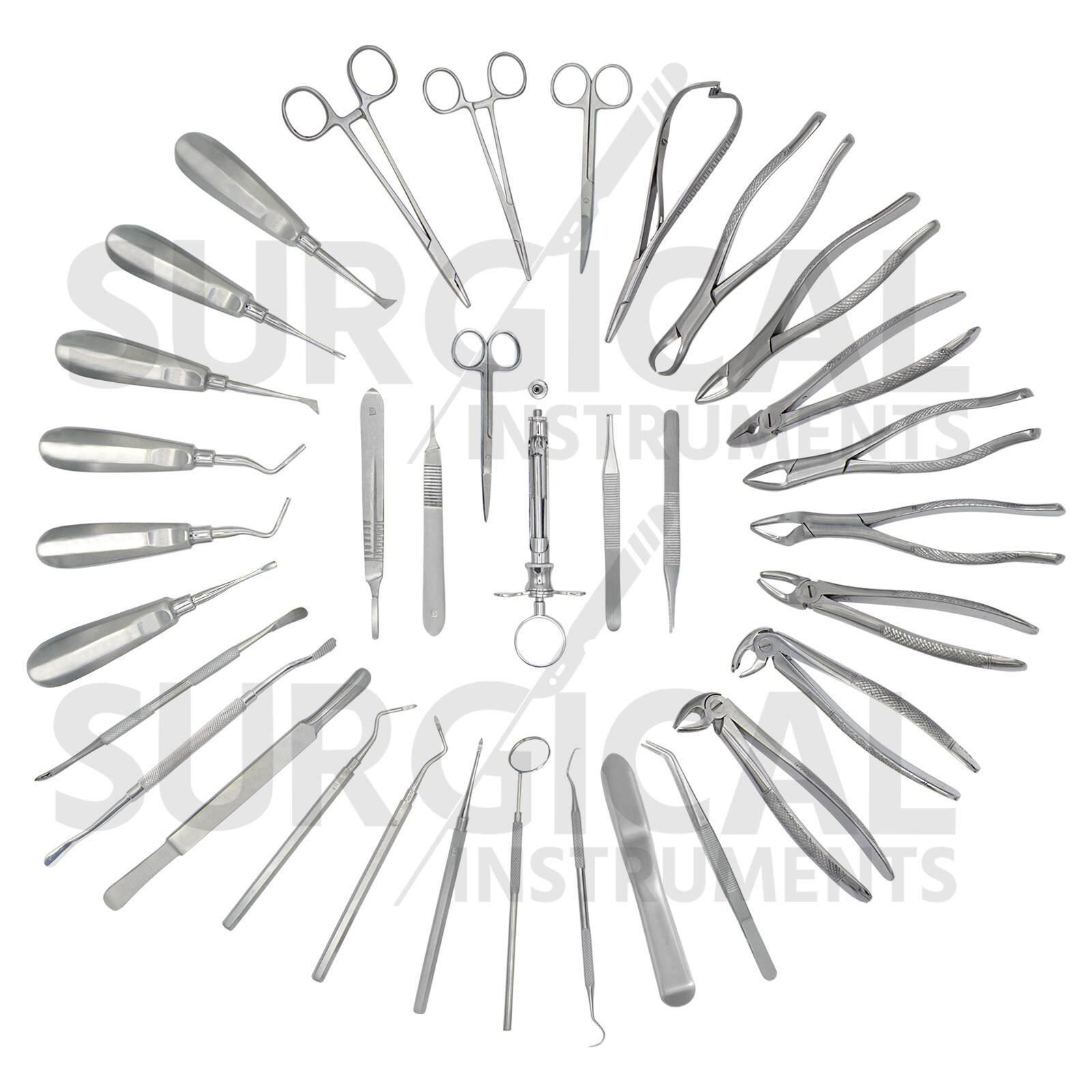 34 Pcs Oral Dental Extraction Surgery Extracting Elevators Forceps Instruments