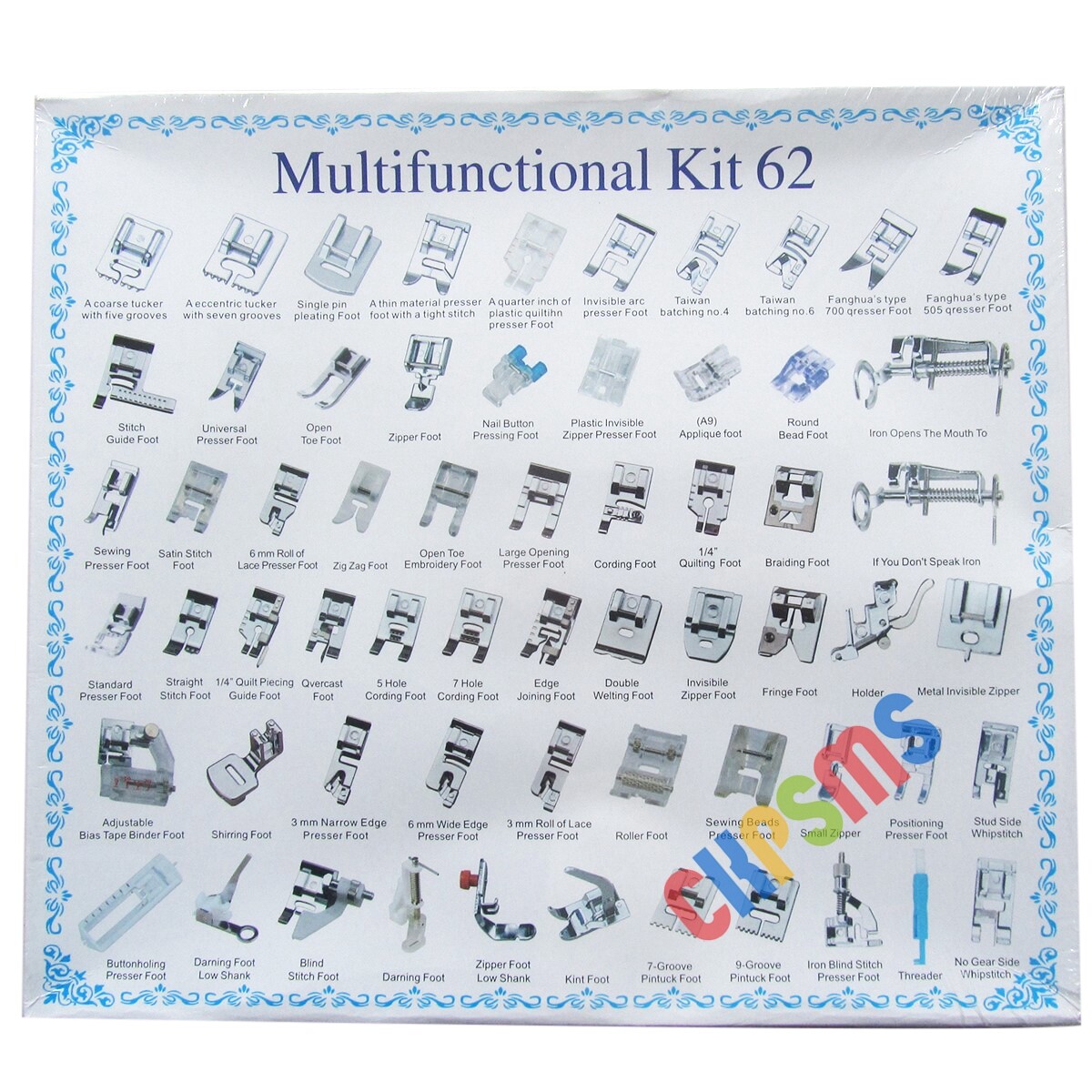 62PCS Presser Foot Set for Singer • Brother • Janome • Kenmore Low Shank Sewing