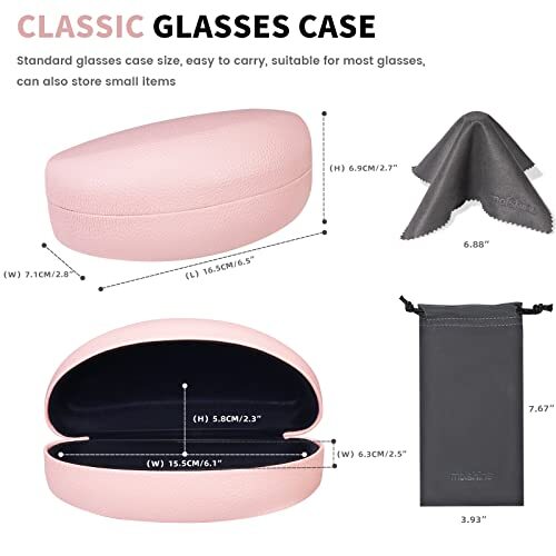 Hard Shell Sunglasses Case,Classic Large Glasses Case for Pink