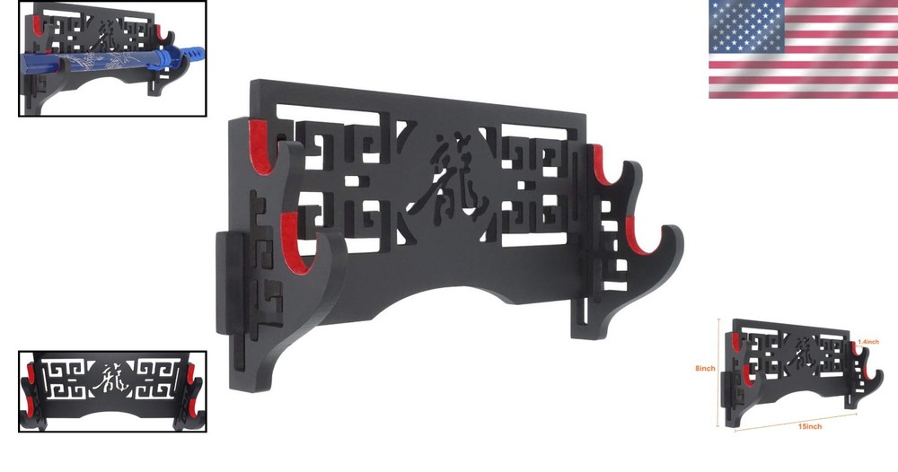 Sturdy Wooden 2-Tier Samurai Sword Rack with Protective Felt for Optimal Display