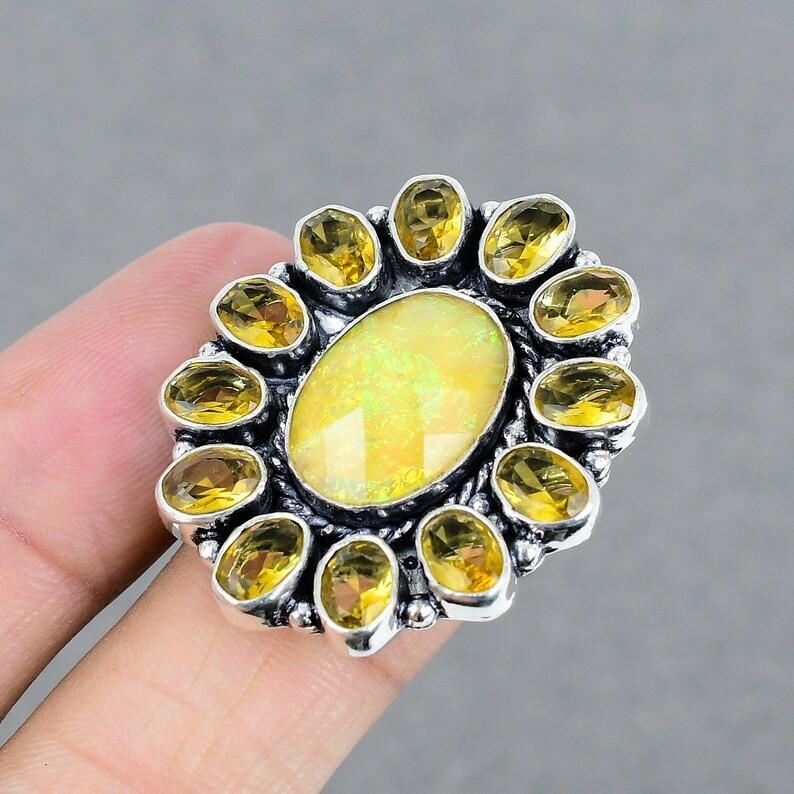 Opal Citrine Ring925 Sterling Silver Band& Statement Ring Handmade Ring All Size