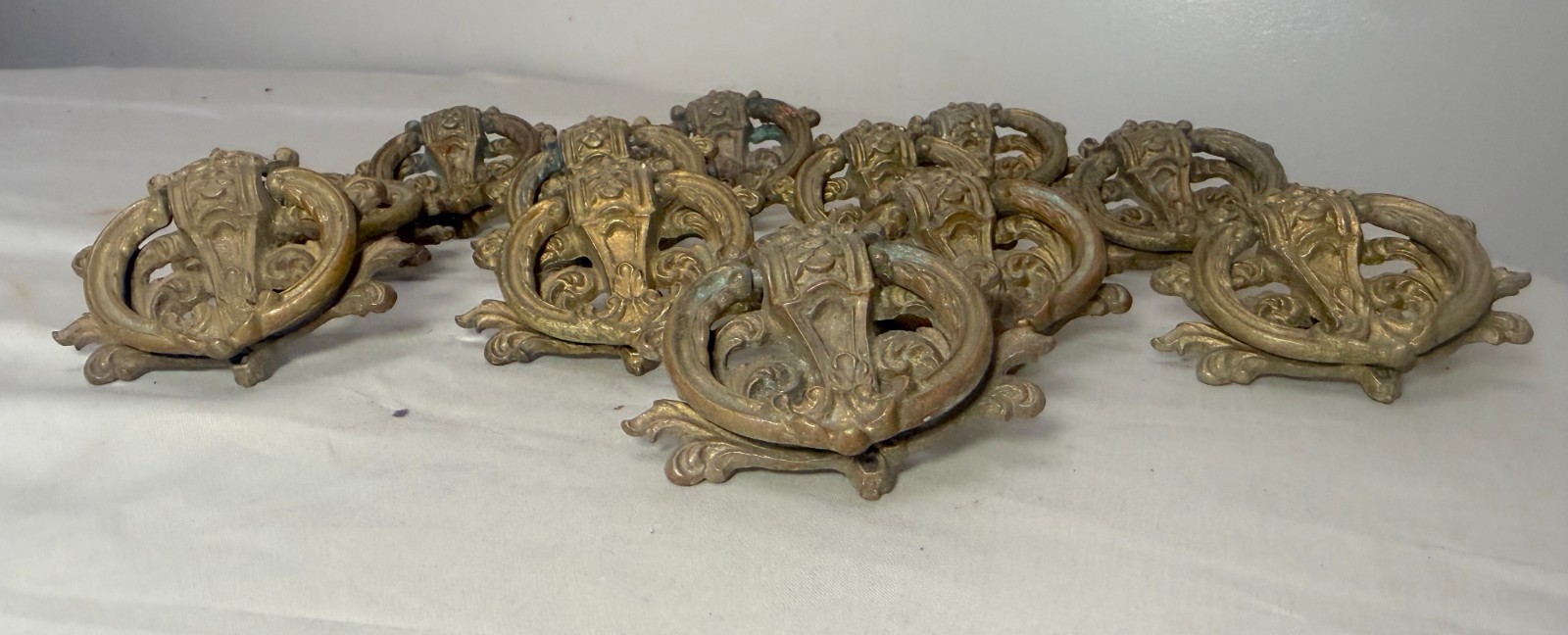 antique ornate 19th century Victorian furniture door drawer pull handle hardware