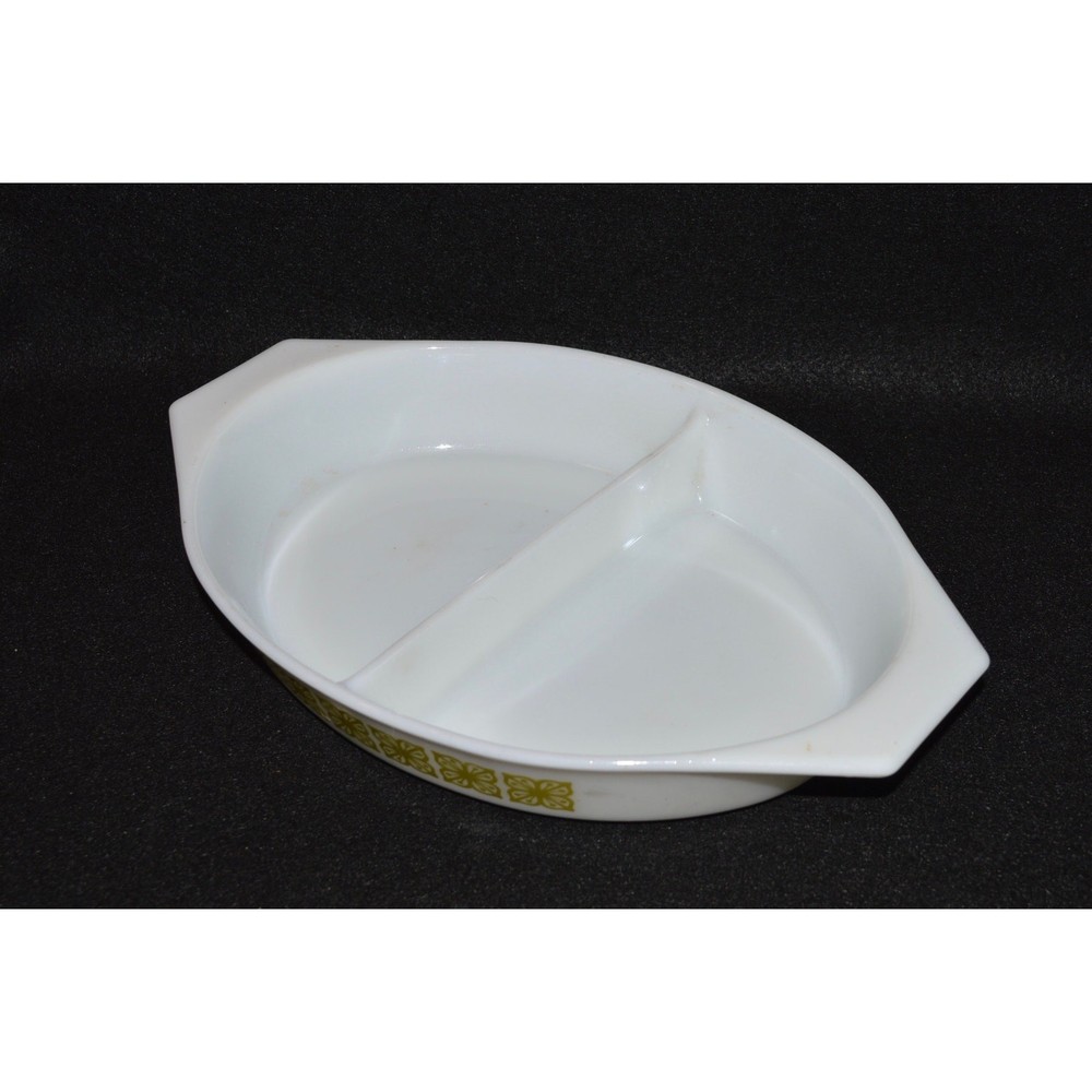 Pyrex Square Flowers, Pyrex 063 Oval Divided Casserole Dish, Pyrex Verde