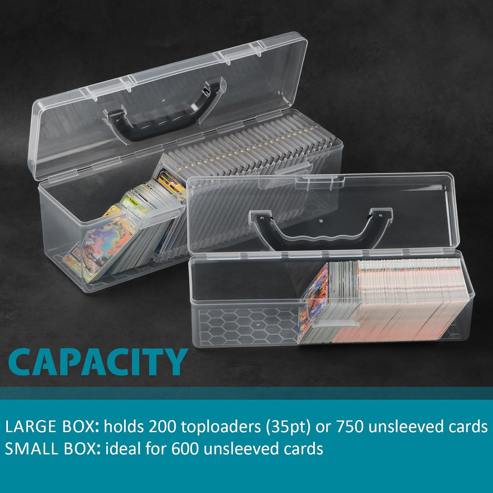 Trading Card Storage Box 2 Pack Large & Small Holder Cases for Toploader & Stand