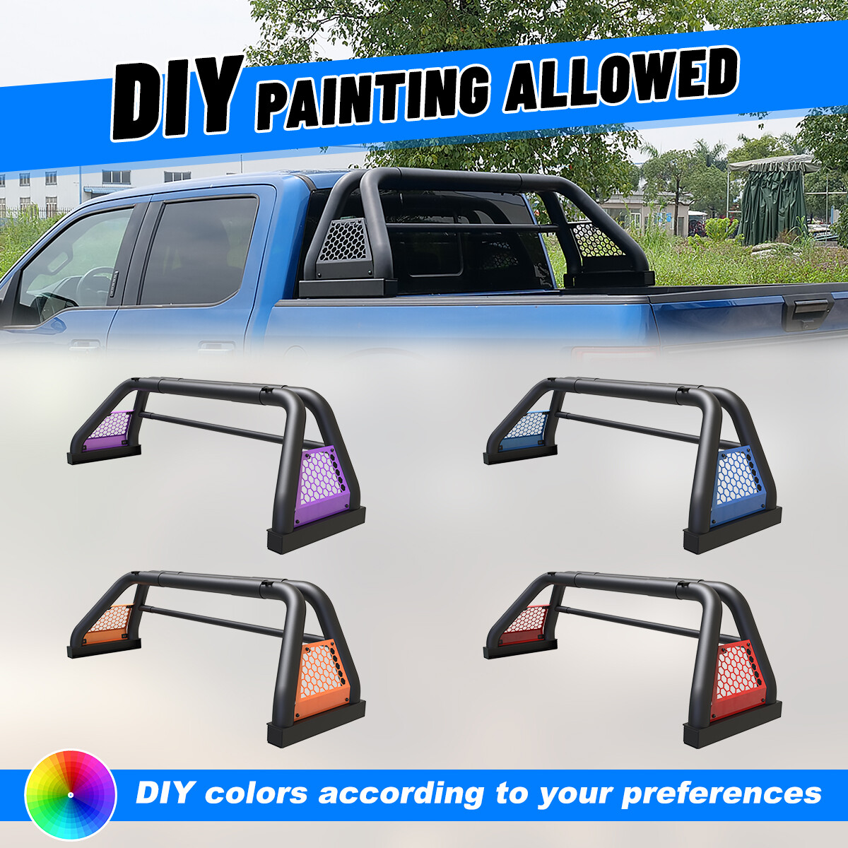 For 11-23 Dodge Ram 1500/2500 Universal Roll Sport Bar Chase Rack Bed Bar Pickup