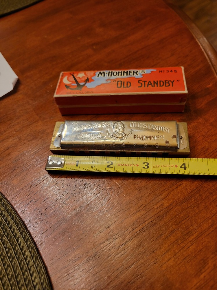 Vtg M-Hohner's "Old Standby" #34B Harmonica Original Box Made in Germany