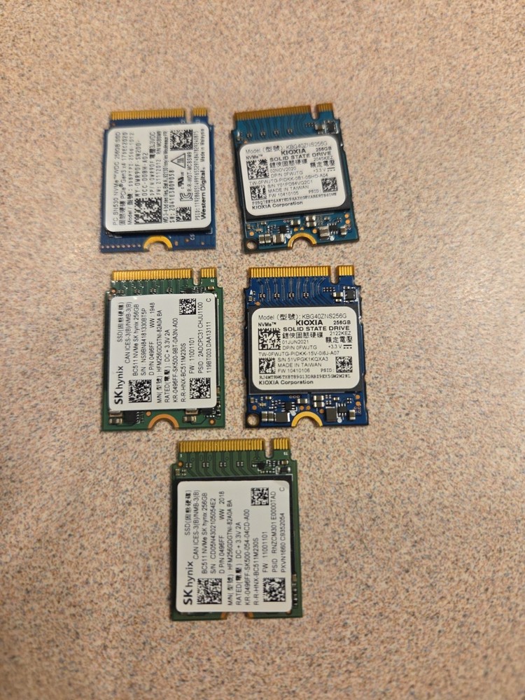 M.2 NVMe 256GB 30mm 2230 PCle Mixed Brands Solid State Drive - 1 pcs
