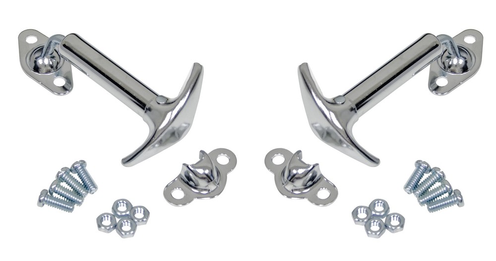 Empi Chrome Hood Latch Hold Downs - Pair - 3011